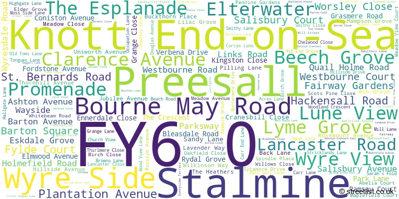 A word cloud for the FY6 0 postcode
